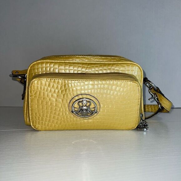 Kathy Van Zeeland Gold Faux Snakeskin Shoulder Crossbody Bag Multi Silver Tone - Picture 1 of 12